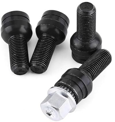 TUOYDJA Pernos De Rueda,Rueda Tornillos 5 Tuercas de Seguridad Uso Apto para Ruedas de Coche de aleación Negra, antirrobo, de Acero Inoxidable, Uso Apto para VW, Audi A3, A4, A5 y Bora M14 x 1,5