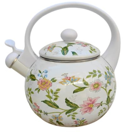 Gcljlmy Enamel Tea Kettle with Lid Juice Water Jug Heat Resistant Flower Enamel Pot Water Jug for Household Restaurant Tea Coffee