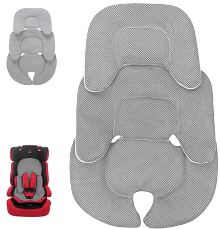bechoanigel Universale Baby Sitzauflage,Sitzverkleinerer für Babyschale,Anti Schwitz Einlage Kindersitz mit Kopf- und Körperstütze für Babyschalen,Kinderwagen und Hochstuhl (Grau)