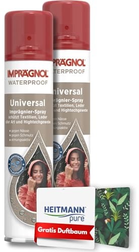 IMPRÄGNOL Universal Imprägnier-Spray | Wirksamer Schutz vor Nässe und Schmutz | Für Leder, Textilien & High-Tech-Gewebe | 2 x 400 ml + GRATIS-Duftbaum