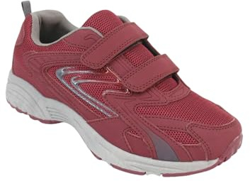 Chums Ladies Touch and Close Wide EE Fit Trainer with Cushioned Ankle Collar, Adjustable Touch Fastening & Sturdy Outdoor Sole Burgundy 7