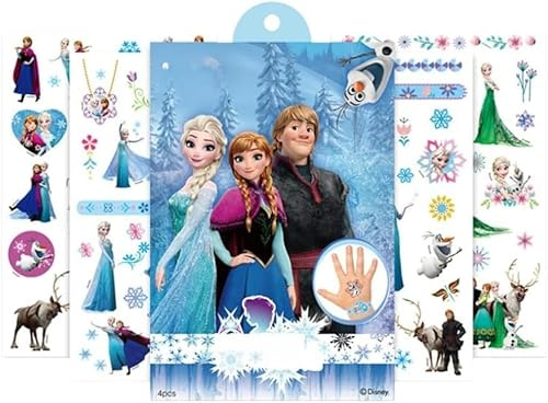 Temporäre Tattoos Auto Tattoo Stickers Set Party Favor Tattoo Aufkleber (4 Blätter) (Frozen4)