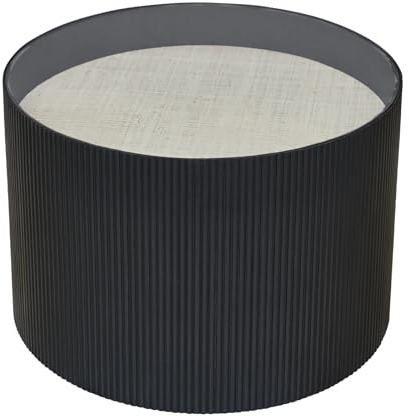 SVITA Carla Beistelltisch Rund Wohnzimmertisch 59x39cm (Ø x H) Rattan-Optik Paulownia Holz Schwarz/Natur