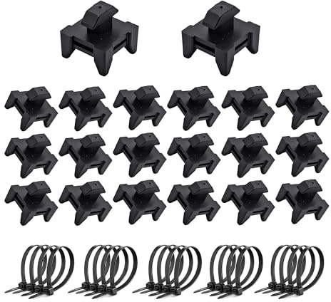 20 Stück Kabelhalter Nutklemmen für Aluprofil Kabelbefestigung | für Europäischem Standardprofil 40x40 Kabelclips, Schwarz 15.7 x 7 mm, für Werkstatt, Haushalt, Aluprofil-Zubehör