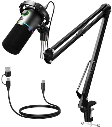 MFJGHU Dynamic Microphone XLR/USB Mode Dynamic Mic Podcast Mic with Software and Gain Knob for Recording