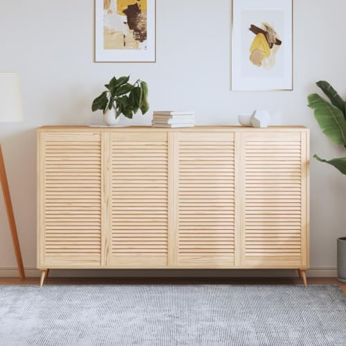 Runheo Portes d'armoire à persiennes en bois de pin massif 4 pièces 99,3x49,4 cm pour meubles de cuisine, rangement ou rénovation intérieure