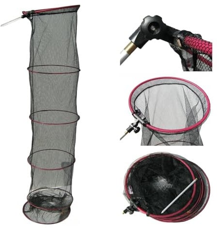 2.1m (6ft 10in) Keep Net & Bank Stick For Match Carp Course Fishing Adjustable Tilt Head Net