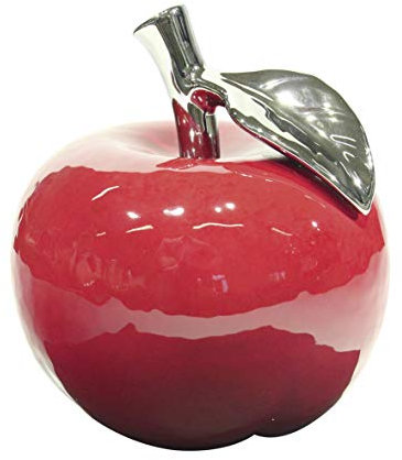 Moderne Skulptur Dekofigur Apfel aus Keramik Rot Höhe 10 cm