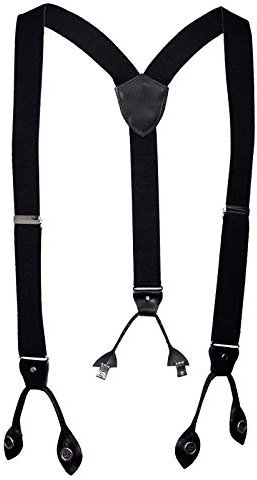 LLOYD 05 120 Hosenträger Leder Rückenteil und Roll-Clips, Schwarz, 35mm