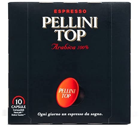 Pellini Top 100% Arabica, 60 Capsule Compatibili Dolce Gusto dall'Aroma Intenso e Avvolgente e Tostatura Delicata, 6 Confezioni da 10 Capsule