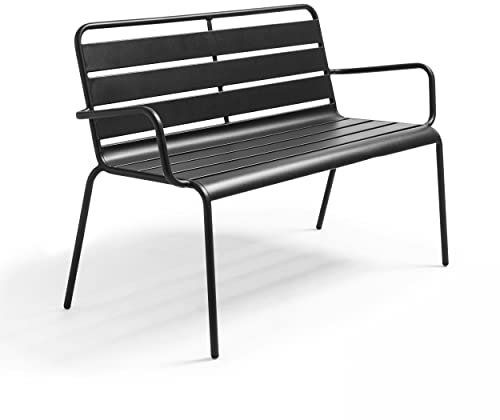 Oviala Gartenbank aus Metall, Anthrazit – Palavas