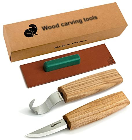 BeaverCraft S01 Set di coltelli per intaglio di cucchiai di legno Kit di strumenti per la fabbricazione di cucchiai Coltello da intaglio Coltello a uncino per destrimani Ciotola Tazza Kuksa