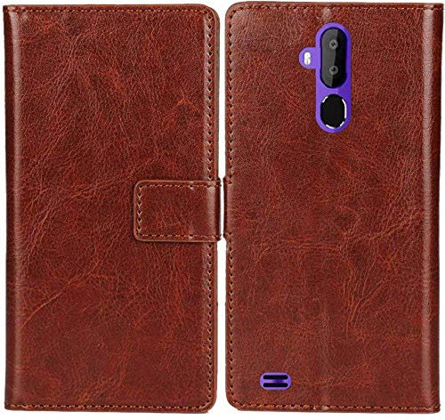 Lankashi PU Leder Tasche Hülle Für Blackview BV7000 Pro 2017 5 4G Handy Flip Brieftasche Schutz Case Cover Etui Schutzhülle Klapphülle Handytasche (Farbe: Braun)