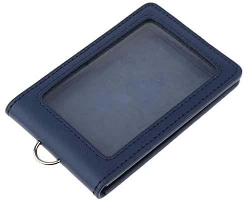 sharprepublic Porte-cartes Vertical En Cuir PU Avec Double Badge - Bleu foncé
