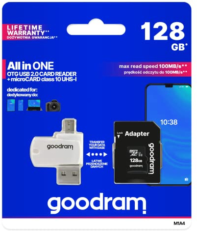 Goodram Micro SD Class 10 128GB Adap + Tarj Reader