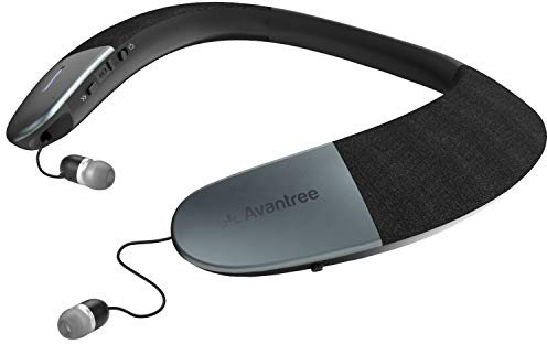 Avantree Torus Altavoz Inalámbrico Portátil, Bluetooth 5.0, aptX HD, Baja Latencia, Altavoces de Cuello Personal con Auriculares Retráctiles, Estéreo Envolvente 3D para Llamadas de TV de Música
