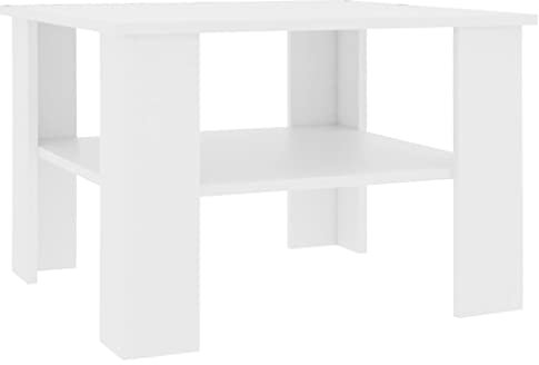vidaXL Couchtisch 1 Ablagefach Beistelltisch Wohnzimmertisch Kaffeetisch Sofatisch Tisch Teetisch Telefontisch Weiß 60x60x42cm Holzwerkstoff