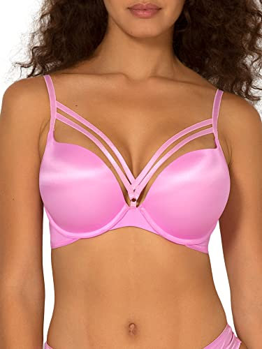 Smart & Sexy Women's Fabric Maximum Cleavage Underwire Bra in Fashion Colors Push, Opaque, Light Violet (Satin), 34A