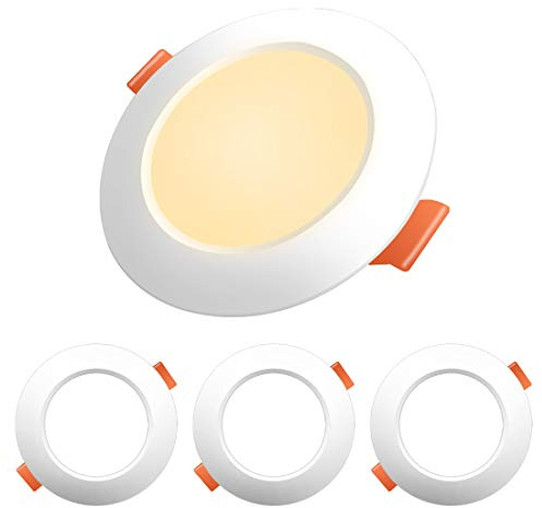 Jayool LED recessed Ceiling Lights Ultra Slim, 8W Round Downlights Ceiling Mounting Lamps, 800lm Warm White, 2700K, Non- Dimmable, 4 Pack