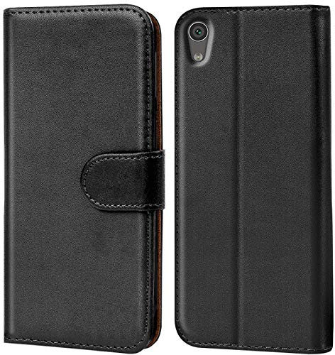 Verco Coque pour Sony Xperia XA1 Ultra, Housse Portefeuille pour Xperia XA1 Ultra Etui en Cuir Synthétique Fonction Stand Case, Noir