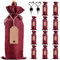 LZYMSZ Jute Burlap Bags, 12pcs Flasche Geschenk Taschen Drawstring Flasche Abdeckungen mit Tags, Seile und Stopper, Weihnachten Flasche Taschen Wiederverwendbare Flasche Abdeckungen (red)
