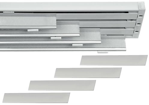 Tringle pour Rideau Panneau avec Rail à 4 Voies, Personnalisable, Ouverture à Corde ou Manuelle, Rail pour Rideaux Panneaux pour Intérieurs, Fenêtres, Portes ou Cloisons, Plafond ou au Mur (200CM)