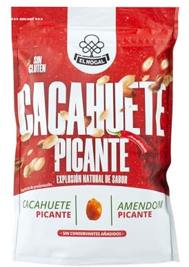 EL NOGAL Frutos Secos Cacahuete Repelado Picante (Con Pimenton y Cayena) Doypack, 125 g (Paquete de 1)
