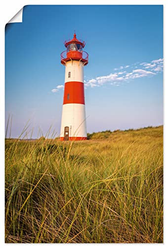 ARTLAND Wanddeko Poster & Kunstdrucke Wandposter 60x90 cm Hochformat Nordsee Strand Dünen Gras Leuchtturm Sylt Friesland U3TA