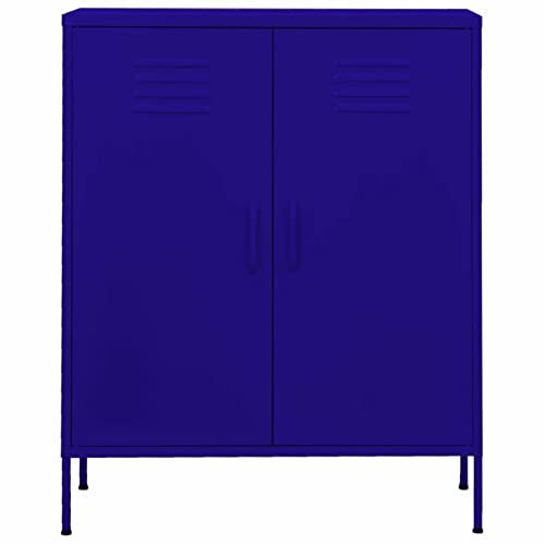 Gecheer Lagerschrank Sideboard Beistellschränke Schränke Flurschrank Küchenschrank Kommoden & Sideboards Aktenschrank, für Küche, Wohnzimmer, Büro, Marineblau 80x35x101,5 cm Stahl