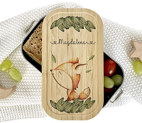 Manufaktur Liebevoll Brotdose mit Namen Fuchs | Vesperdose personalisiert Kinder | Brotdose Fuchs | Brotdose Kinder personalisiert | Brotbox Fuchs