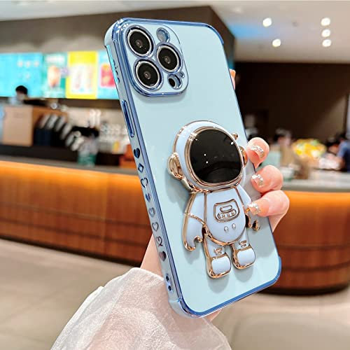 Tiahf Hülle für iPhone X/iPhone XS, Handyhülle mit Astronaut Ständer Halterung Hülle Silikon Kreative Liebe Herz Muster Motiv Weich TPU Case Dünn Schutzhülle für iPhone X/iPhone XS,Blau