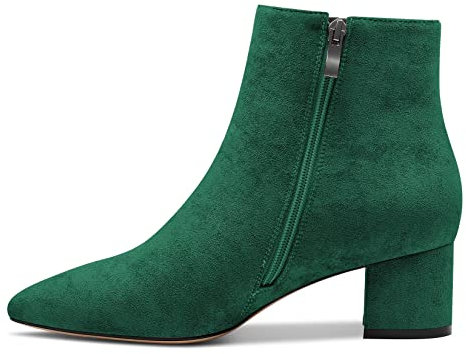 Castamere Donna Chunky Blocco Basso Gattini Tacco Heel Chiusa a Punta Stivaletti Slip-on Cerniera Ufficio Classico Dress Stivali Verde 39 EU