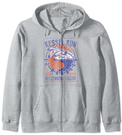 Star Wars Millennium Falcon Kessel Run Retro Poster Zip Hoodie