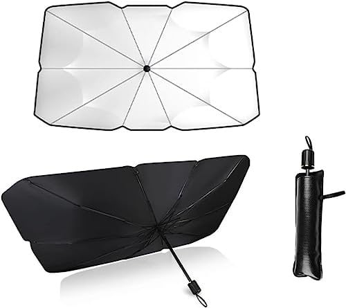 Parasol para coche, parabrisas interior, plegable, bloquea el 99,9 % de los rayos UV, para coche, todoterreno y camión, 140 x 79 cm