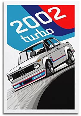 Klassisches Rennauto Poster für BMW 2002 Turbo Vintage Auto Poster Dekorative Malerei Leinwand Wandposter und Kunstbild Druck Modern Familie Schlafzimmer Dekor Poster