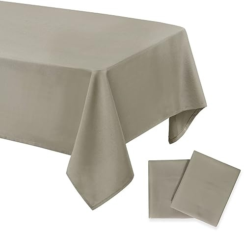 DWCN 2 Stück Taupe Tischdecke Fleckschutz Abwaschbar Waschbar 140x280cm | Tischwäsche Schmutzabweisend Wasserabweisend Tischtuch für Esszimmer, Garten, Party, Hochzeiten oder Haushalt, Ganzjährig