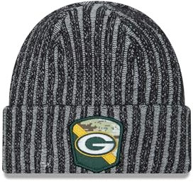 New Era Green Bay Packers NFL Salute to Service 2023 Black Cuff Knit Beanie - One-Size