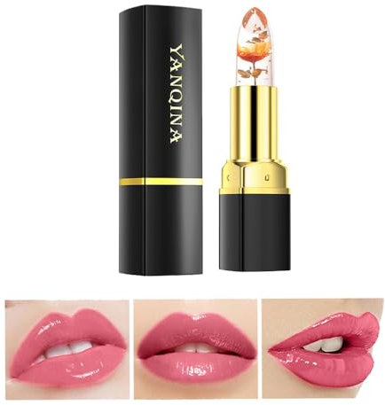 ATURMC Blume Changing Lippenstift Moisturizing Lip Lippenstift Orange Shimmer Balm Lippen Warm Change Jelly Farbe Changing Gold Leaf Balm für Frauen