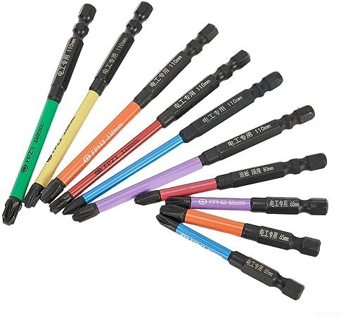 URPIZY Lot de 10 embouts de tournevis magnétiques spéciaux fendus pour électricien FPH1 - FPZ3 65-110 mm pour interrupteur à douille, disjoncteurs