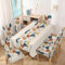 DALINA Textil - Juego de Mantal y Funda de Silla, Mantel de Mesa Rectangulo 140 x 220, 6 Fundas para Silla con Elastico, 100% Poliester, Estampado Moderno.