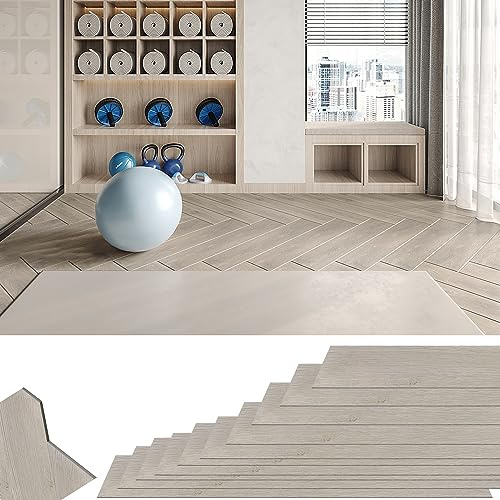 XMTECH PVC Bodenbelag Selbstklebend Vinylboden, Holz-Effekt Bodenaufkleber Wasserdicht, für Küche Wohnzimmer Badezimmer Garage, 91,44 x 15,24 cm, Dicke 2 mm, 36 stück-5m², Rauchgrau