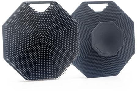 MypikY Multifunktionale Silikon-Duschbürste mit Saugnapf und hängendem Seil, Baby Shampoo Duschbürste, weiche Silikonbürste, 2er Set,Schwarz
