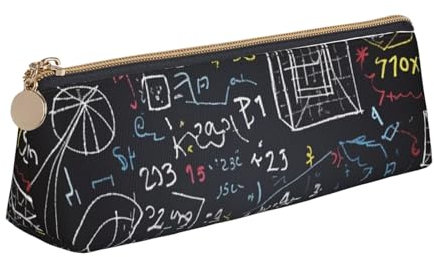 Mathematik und Physik Drucken Leder Bleistift Fall Stift Tasche Dreieck Wasserdicht Bleistift Beutel mit Reißverschluss für Büro, weiß, Einheitsgröße, Münzbeutel