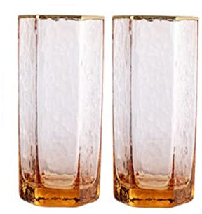 MOOWI Vasos de Agua 2 PCS Vidrios for Beber Cúpulas de Vidrio Hexagonal Hexagonal Creativo Rim Champagne Vidrio, Copa de Vino, Vidrio de Whisky, Vidrio de Agua Vasos para Beber (Color : E)