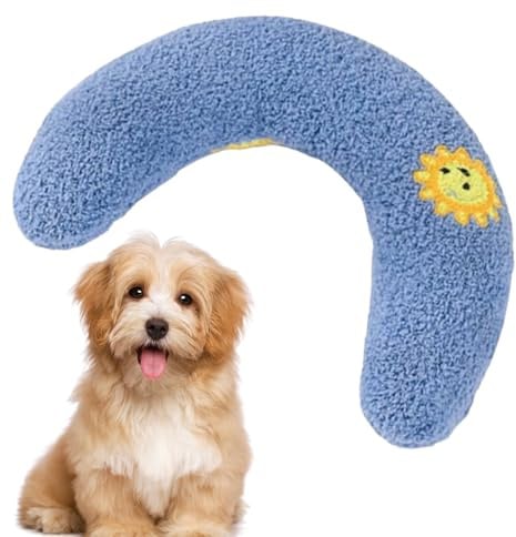 Shurzzesj Beruhigungskissen für Hunde, U-förmiges Kissen für Haustiere, beruhigendes Spielzeug, bequemes Plüsch-Nackenkissen, halbes Donut-Katzen- und Hundebett, beruhigendes Spielzeug für Katzen,