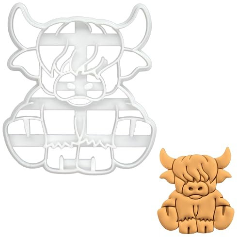BAKERLOGY Cute Highland Cow Body Cookie Cutter - Detailed Biscuit Cutter Design for Baking and Crafts, Ideal on Fondant, Dough, Clay