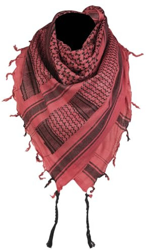 Tuch Großer Shemagh-Schal, arabischer Militär, taktischer Wüstenschal, Pali-Tuch 110 x 110 cm, 100% Baumwolle, für Männer und Frauen (rot/schwarz)