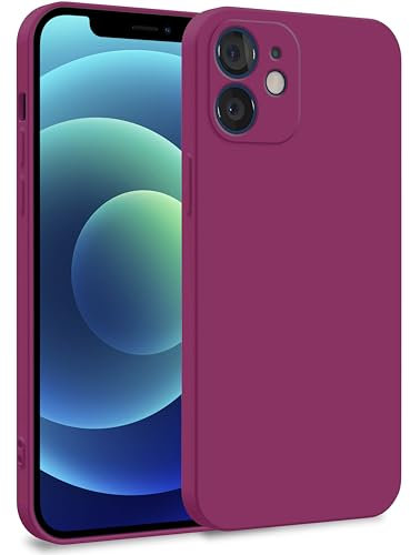 MyGadget Hülle für iPhone 12 - Zweilagige Handyhülle mit Kameraschutz - Cover mit Innenfutter & Silikon außen - Wein Rot