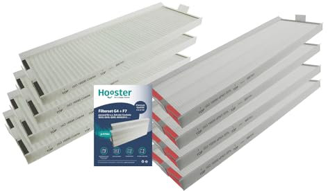 Hooster Lot de 4 filtres compatibles avec Zehnder ComfoAir E350 / E 350 (pas ComfoAir 350) | Filtre à poussière grossière G4 + 4 filtres hygiéniques F7