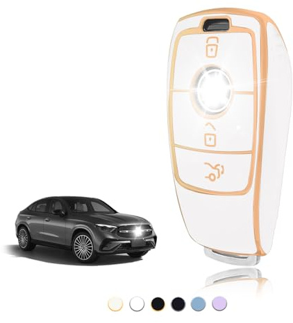 TOOMUME Schlüsselhülle TPU, Autoschlüssel Hülle Passt für Mercedes Benz A/B/C/E/G/S Klasse GLA GLC GLE GLK GLS CLA CLE CLS AMG E200 W177 W205 W213, Schlüsselcover Schutz Schlüsselgehäuse - Smart Key